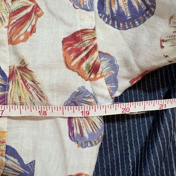 Henry Grethel Shirt M Linen Blend Seashell Print Coastal Resortcore Beach Vibe - Picture 5 of 7